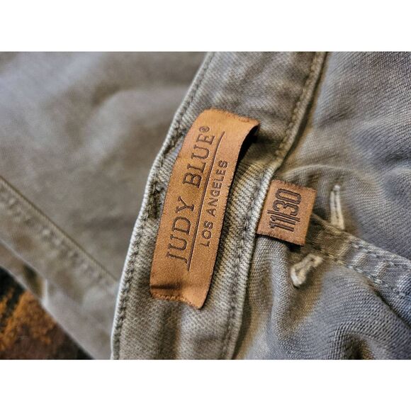 Judy Blue Jeans Women's 30 Olive Green Wide Leg High Rise Garment Dyed High Rise - Picture 4 of 5